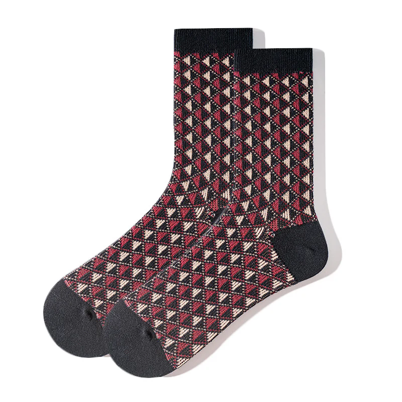 Retro Diamond Plaid Tube Socks - Image 3