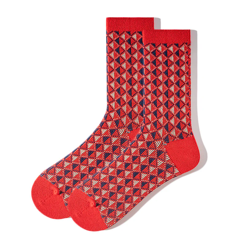 Retro Diamond Plaid Tube Socks - Image 4