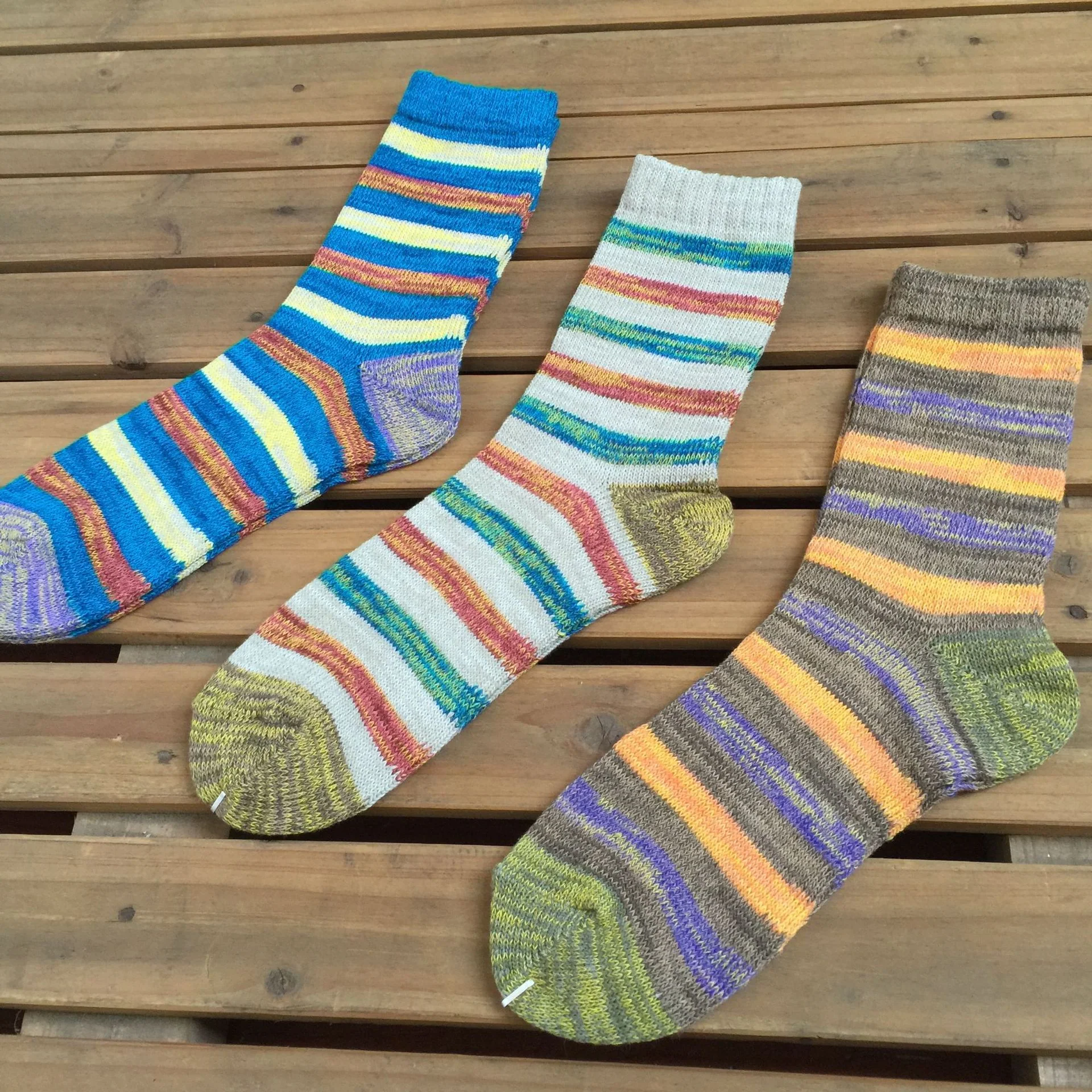 Thick Thread Color Stripes Mid-Calf Length Men's Socks Cotton Socks Retro Casual Cotton Socks - Image 4