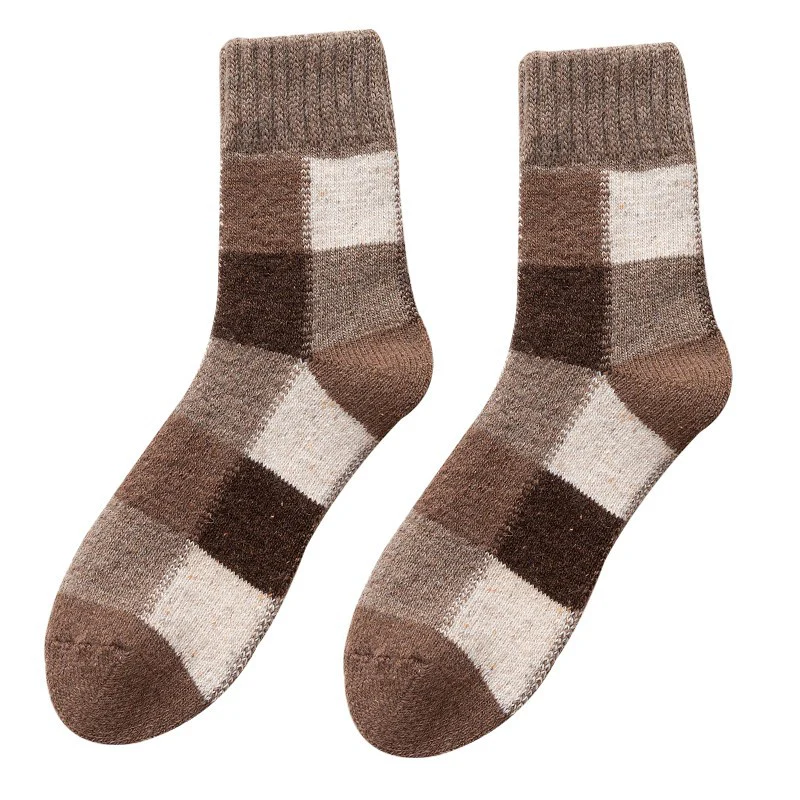 Thickened Fleece-Lined Warm Retro Extra Thick Plaid Tube Socks - Image 5