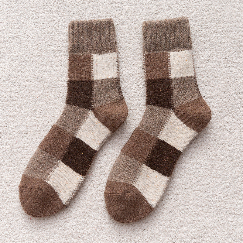 Thickened Fleece-Lined Warm Retro Extra Thick Plaid Tube Socks - Image 8