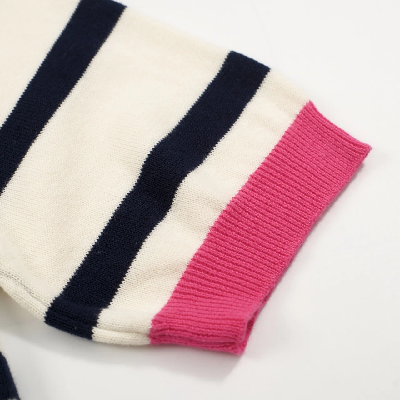 Women’s French Stripe Knit Tee – Pink Heart Embroidery & Colorblock Trim - Image 5