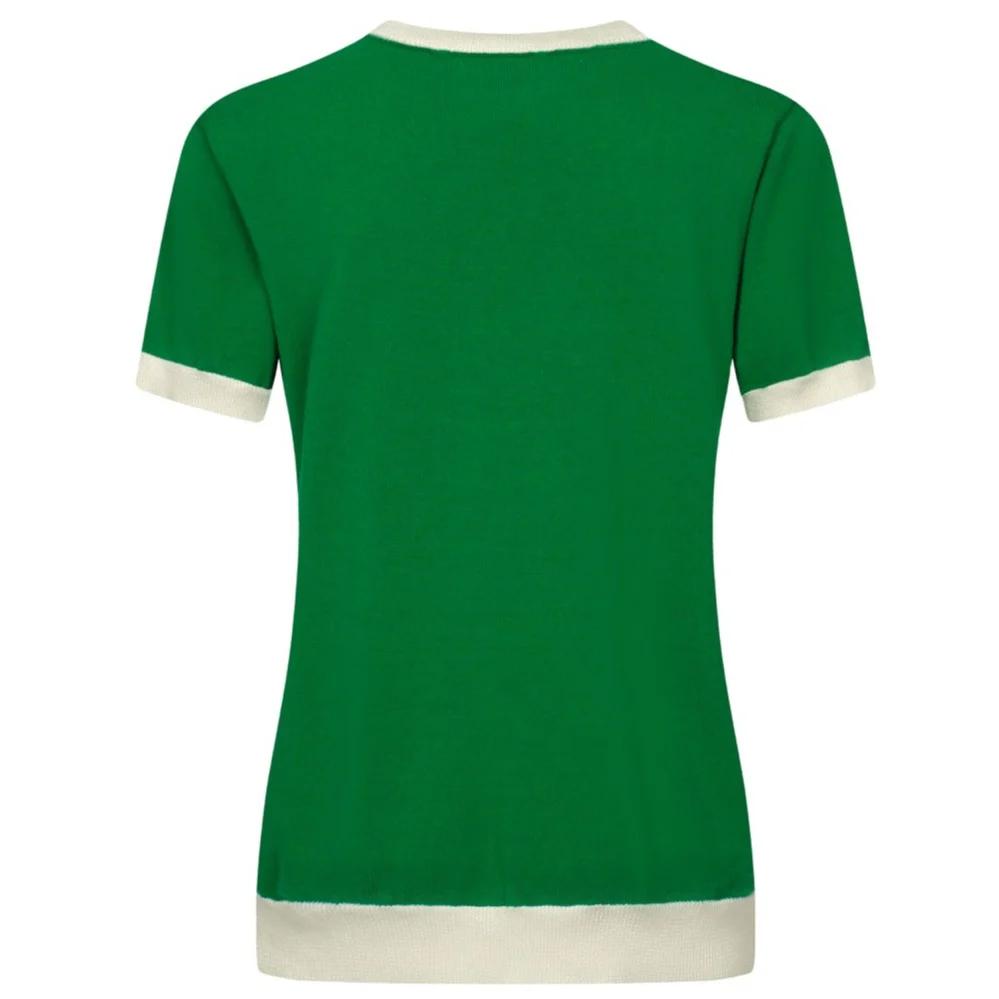 Women Green Knitted short Sleeves Knitwear - Image 8