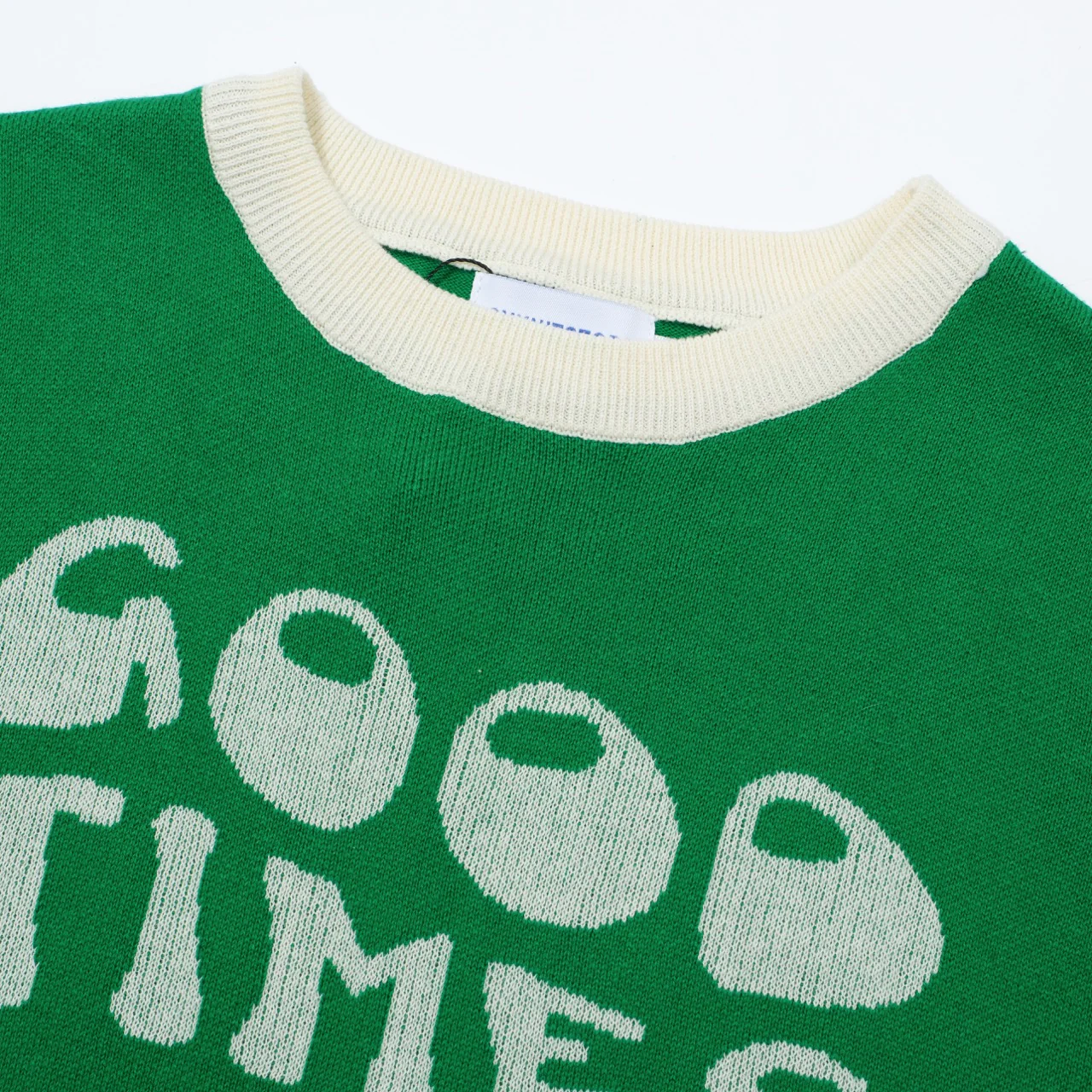 Women Knitted Good Times Short Sleeves Green Knitwear - Image 4