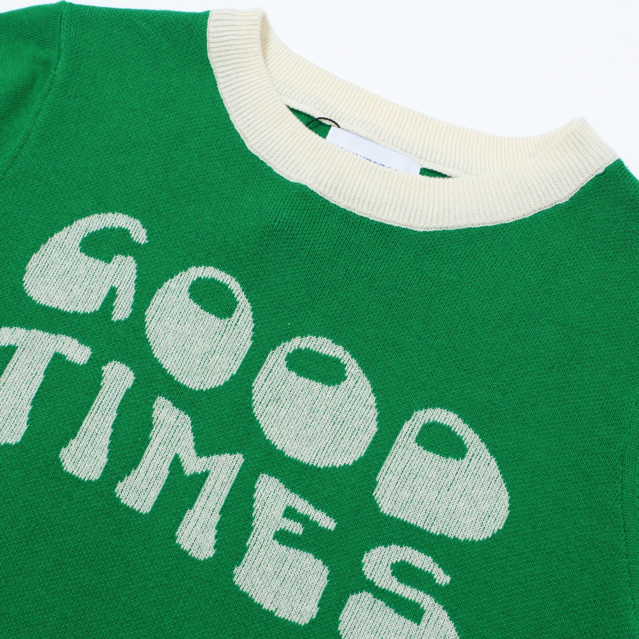Women Knitted Good Times Short Sleeves Green Knitwear - Image 5