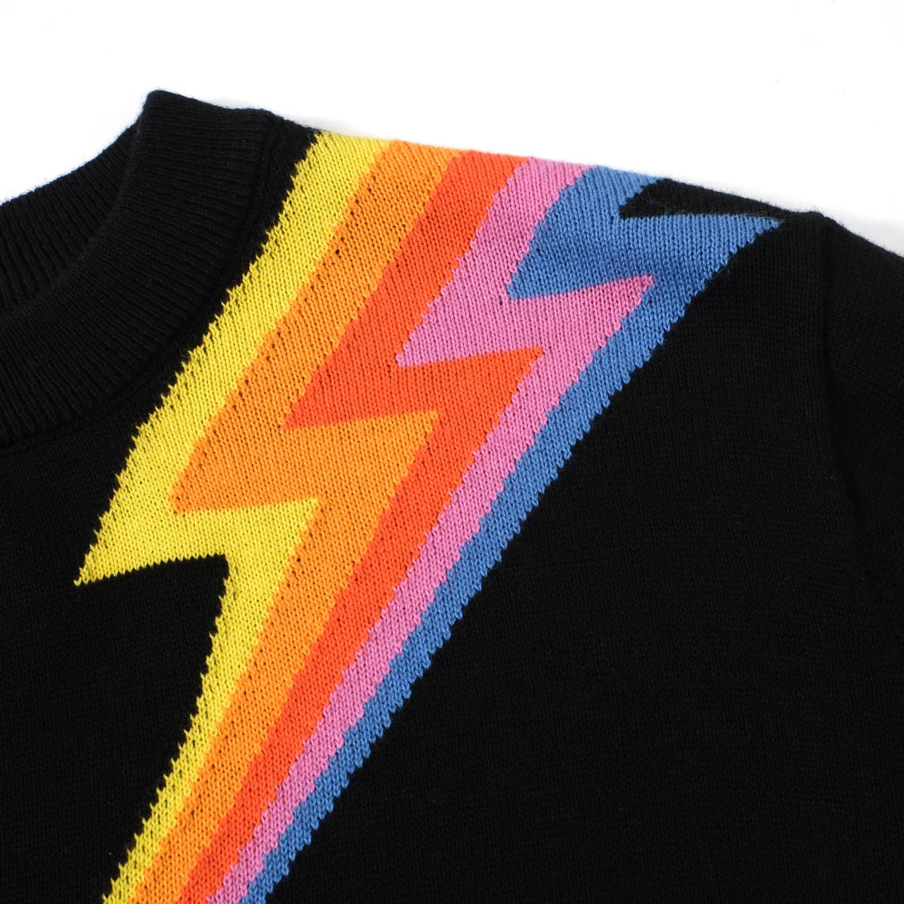 Women’s Black Lightning Bolt Sweater – Retro 60s MOD Style Knit - Image 3