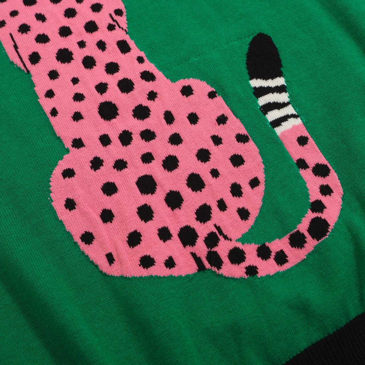 Women’s Pink Cheetah Sweater – Green Knit Pullover with Contrast Sleeves - Image 4