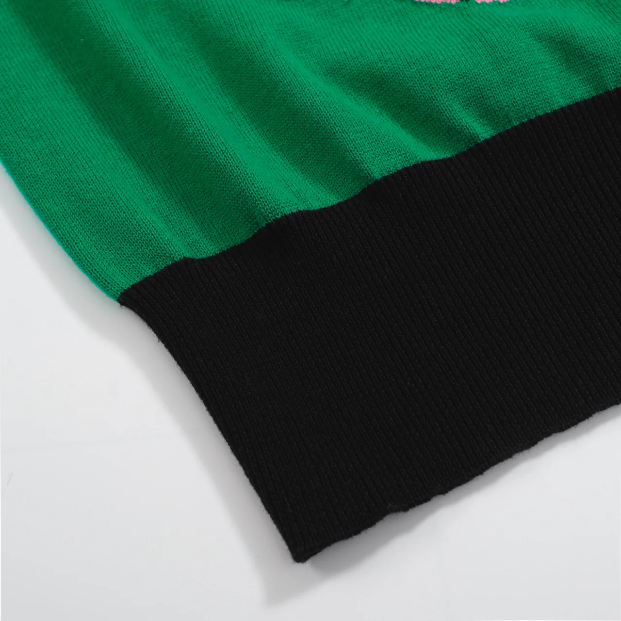 Women’s Pink Cheetah Sweater – Green Knit Pullover with Contrast Sleeves - Image 5