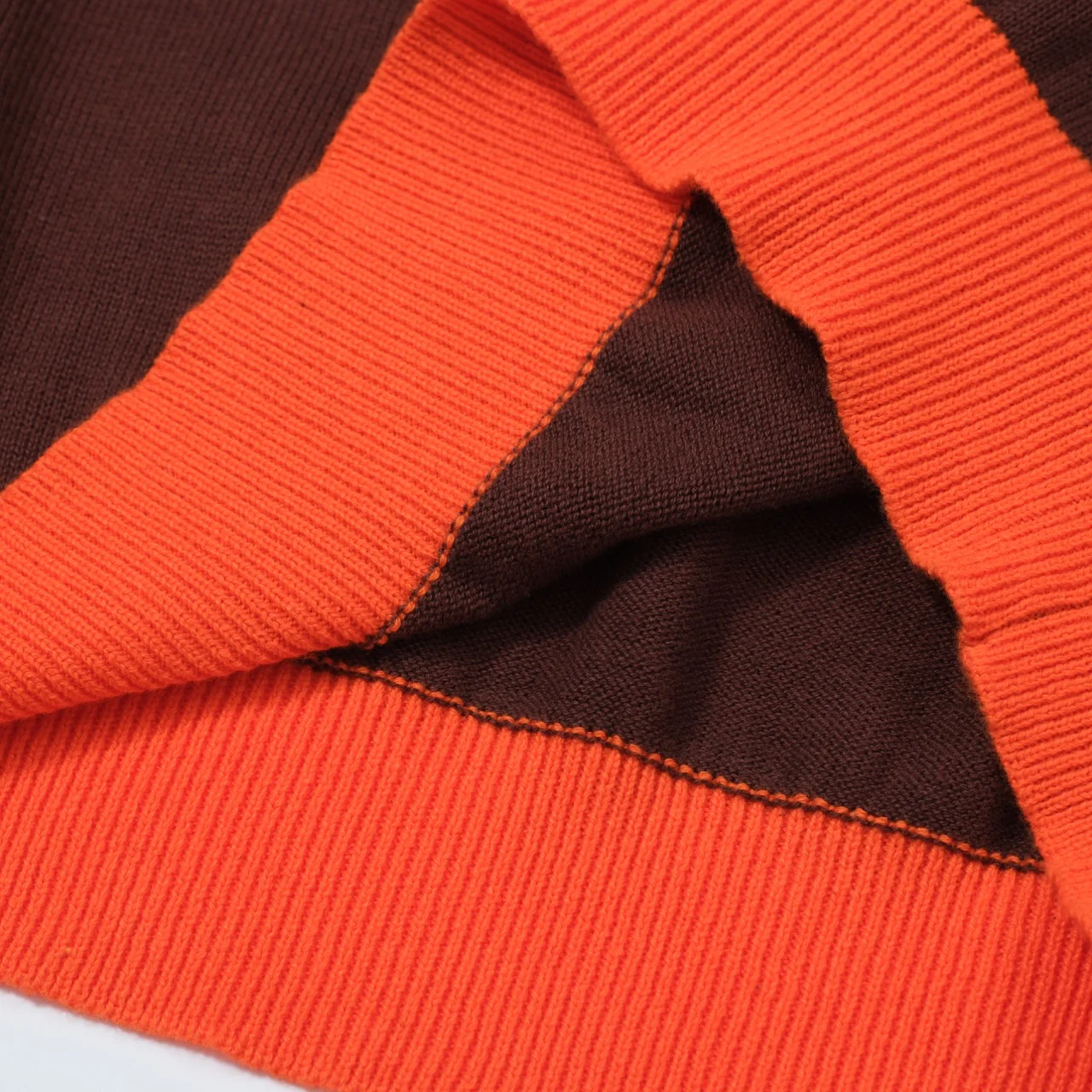 Women Orange Flowers Short Sleeves Brown Knitwear - Image 4