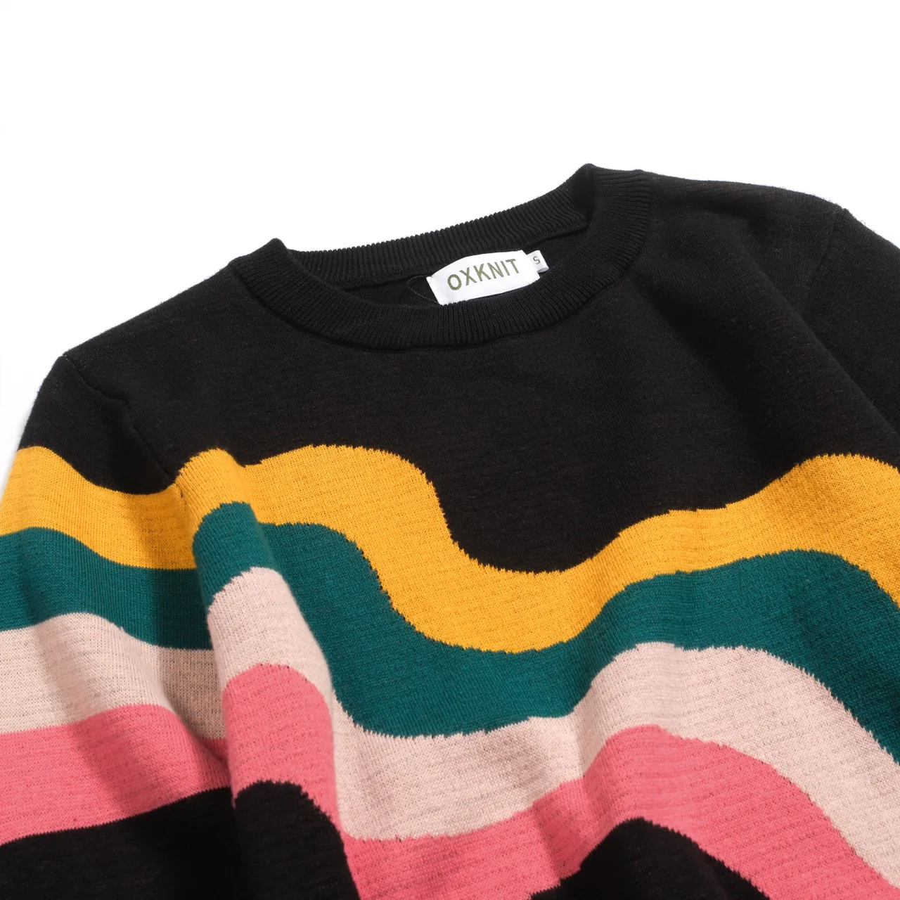 Women's black wavy jacquard retro knitwear - Image 8