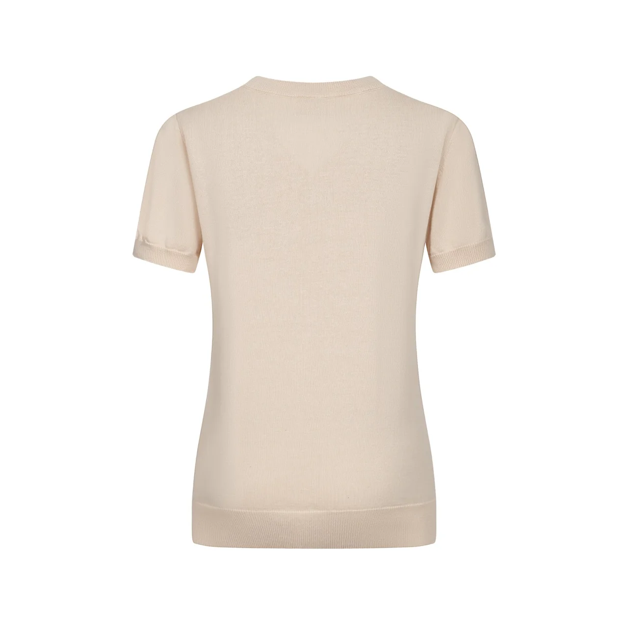 Women's khaki knitted V-neck embroidered T-shirt - Image 9